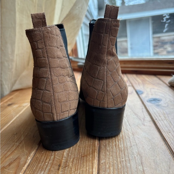 Brown Crocodile-Patterned Marc Fisher Ankle Boots - Picture 3 of 8